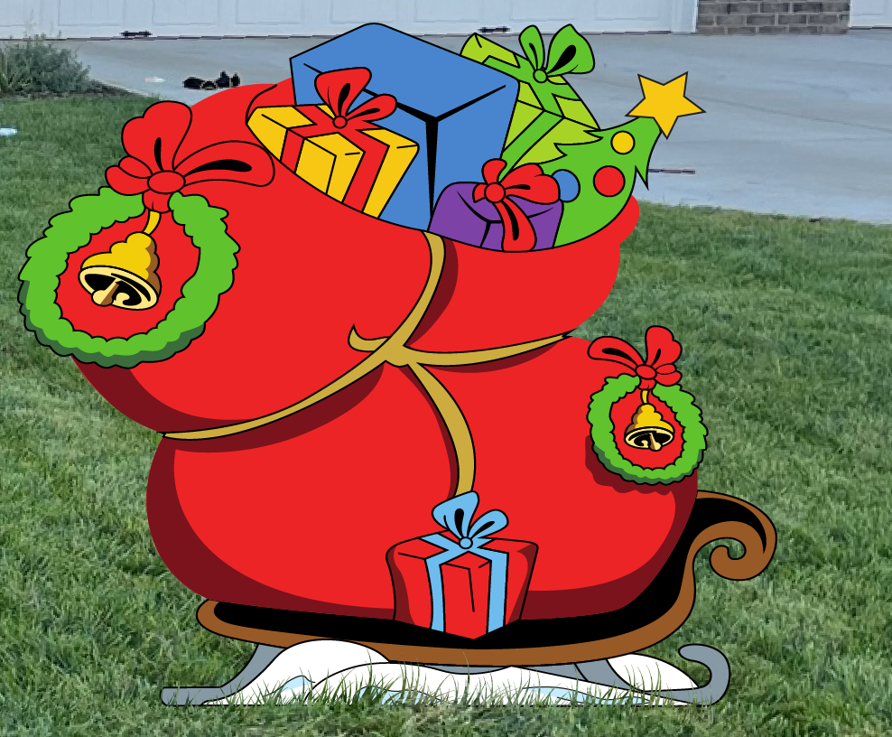 Huge 57" tall Cartoon Village Grump Dog and directional sign. Sturdy Christmas Display