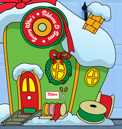 Village ribbon house, Car with presents and Who Hash