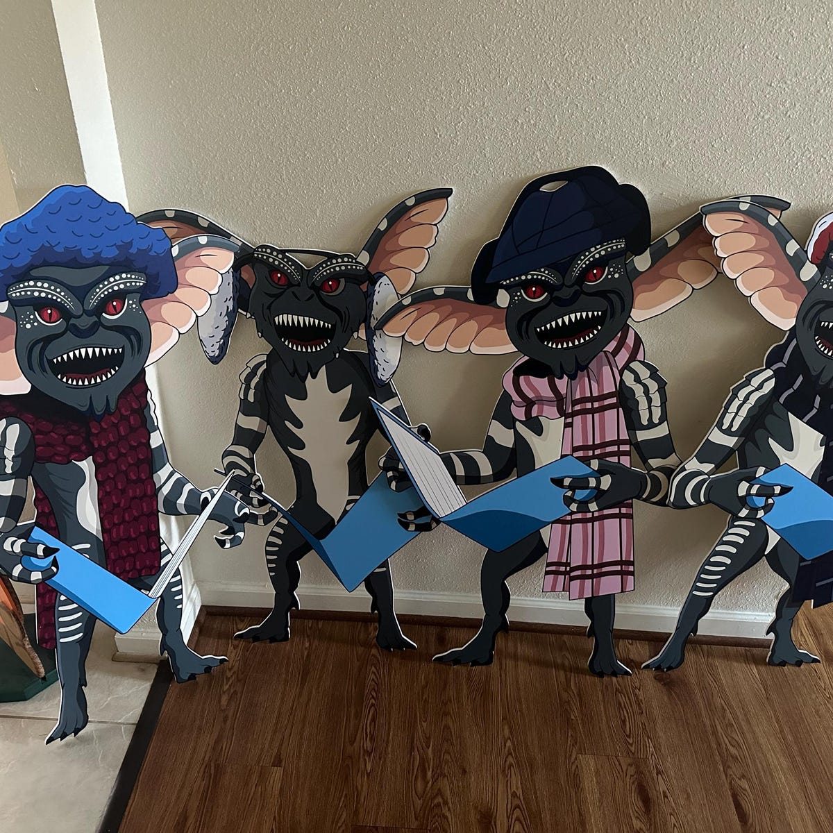 Creepy Creatures Caroling scene! Lifelike size! Durable 1/4" Thick 46" tall