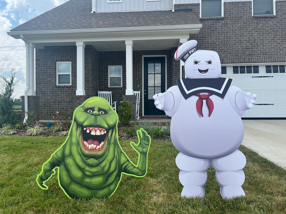 Ghostbusters Stay Puft Man and Slimer cutouts