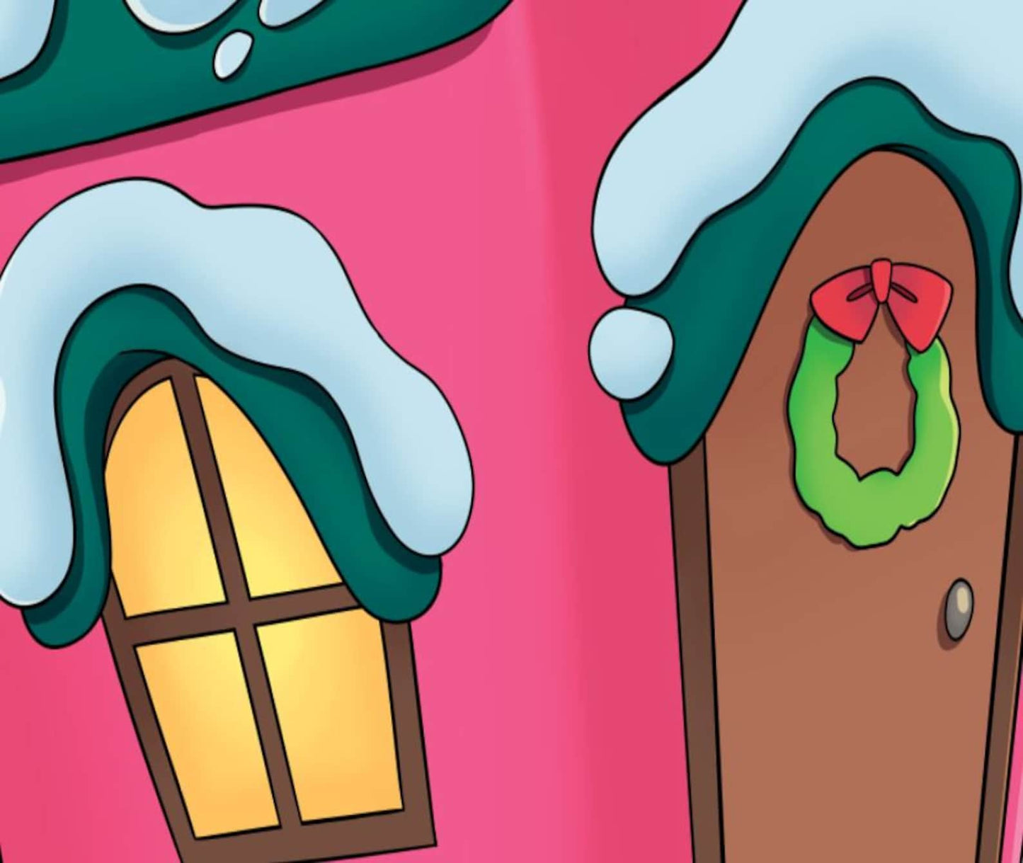 Cartoon Village houses and Tree 5ft Tall! Fast and Free shipping