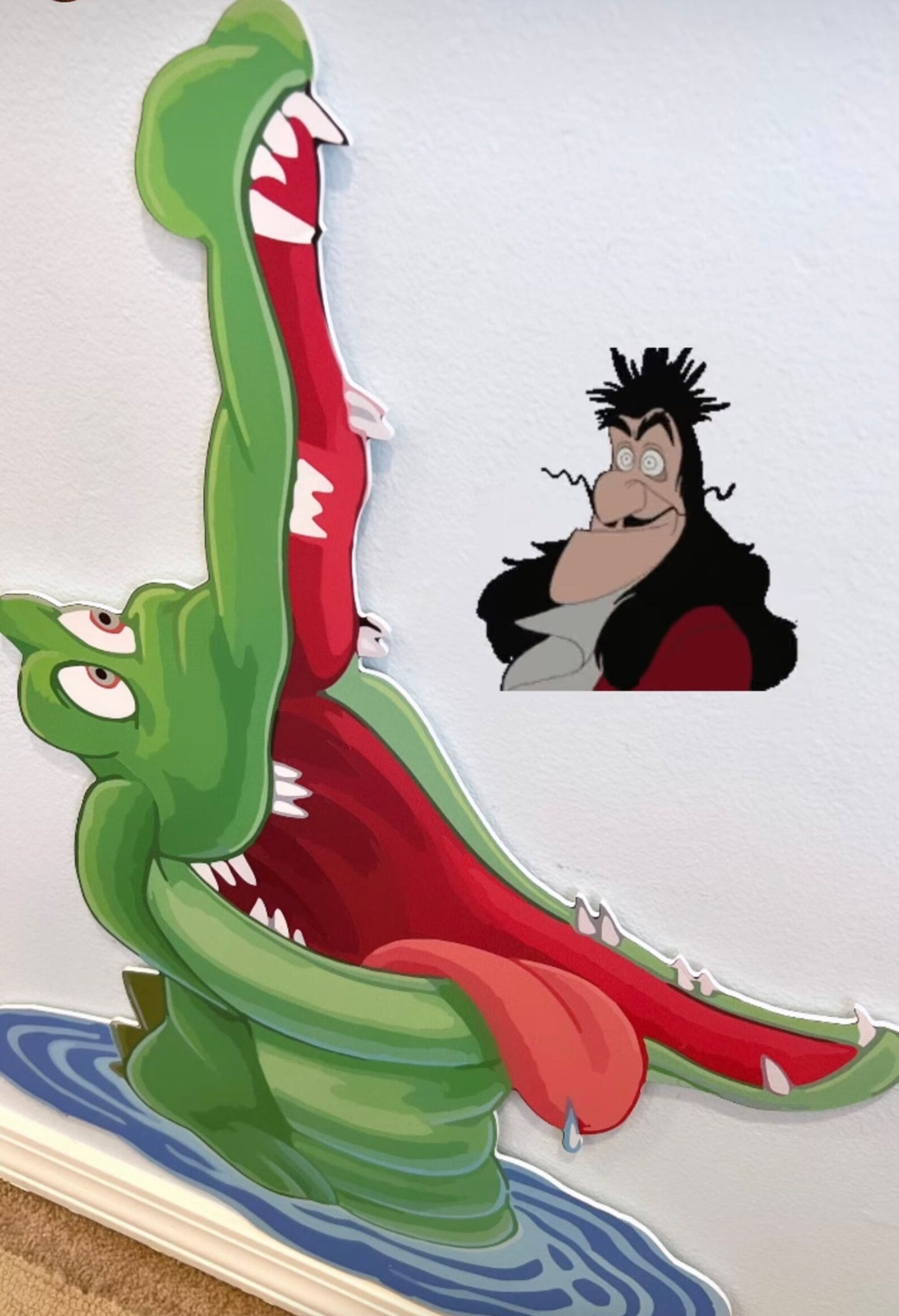 Large Cartoon Pirate/croc and mermaid wall art set