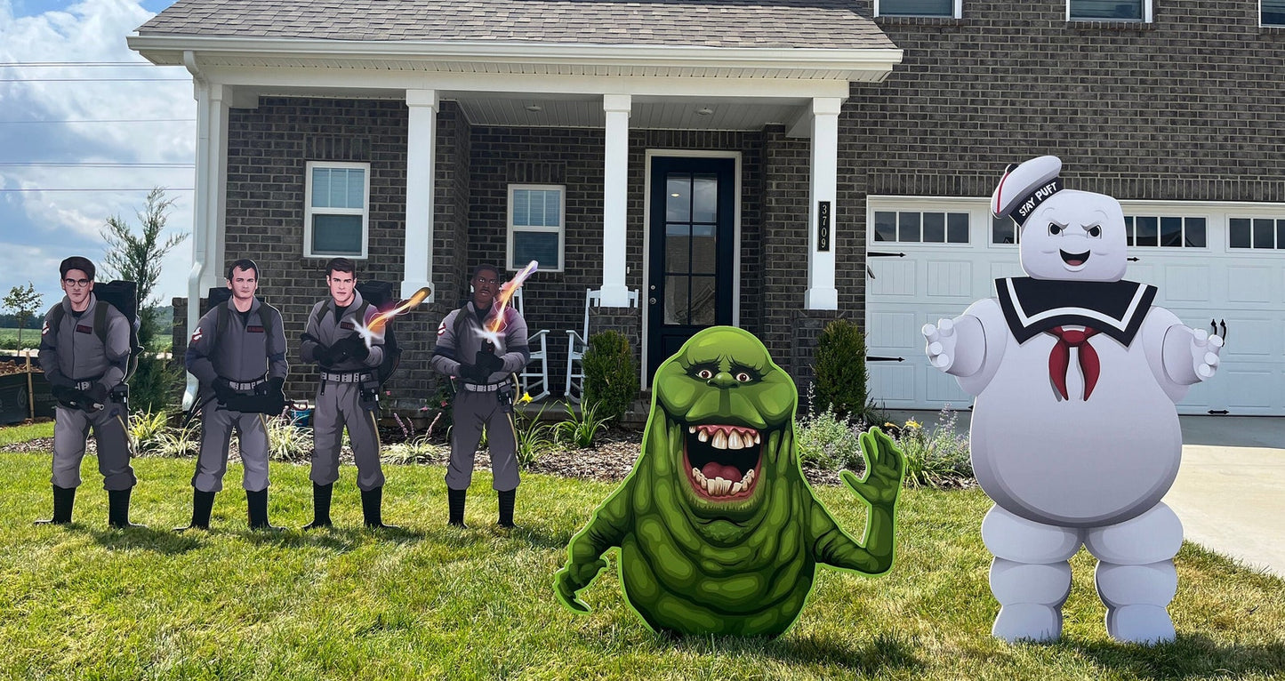 Ghostbusters Stay Puft Man and Slimer cutouts