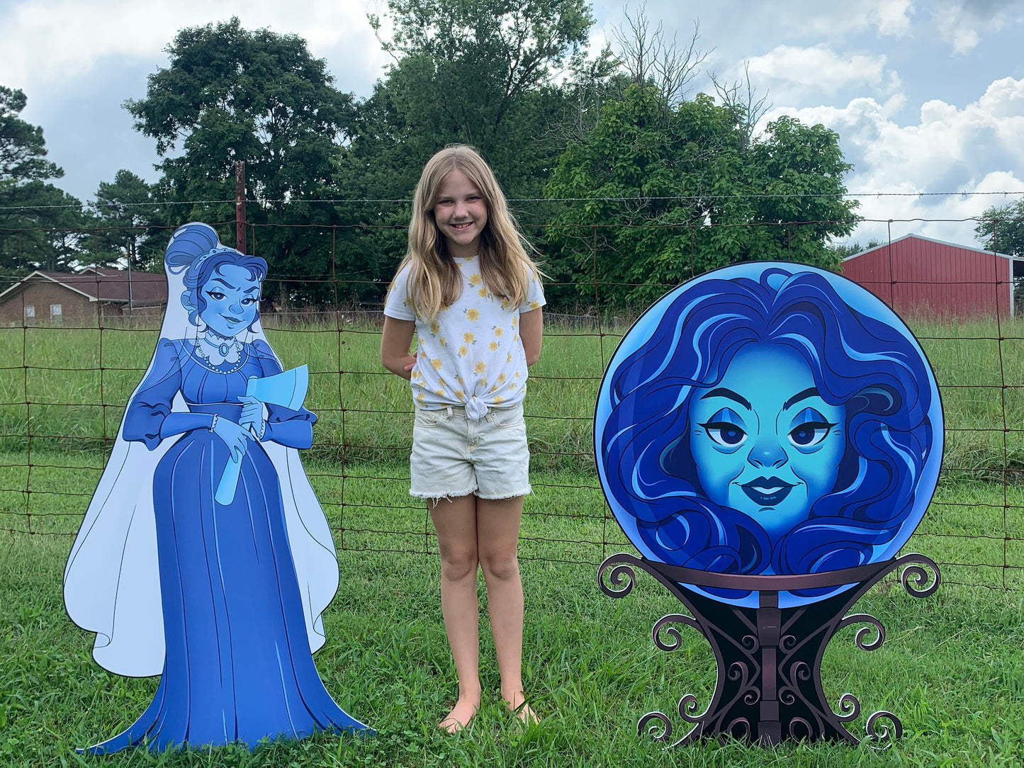 Haunted Mansion Madame L and ghost bride lawn cutouts