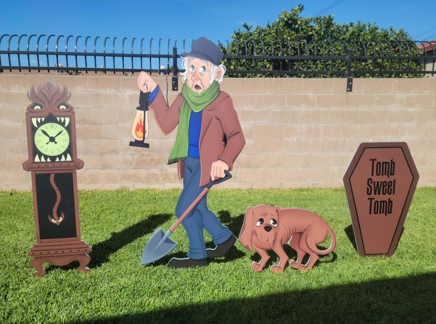 Haunted Mansion Caretaker, Dog, Clock and Tomb