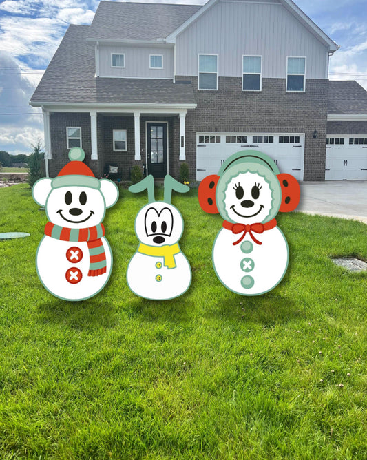 Mickey and Minnie Snowmen
