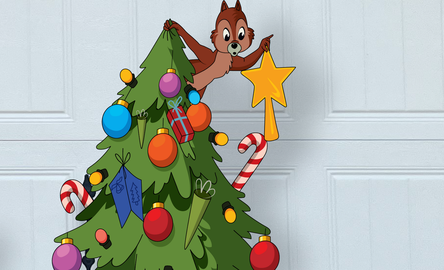 Classic Christmas movie cartoon dog and chipmunks 5ft tall