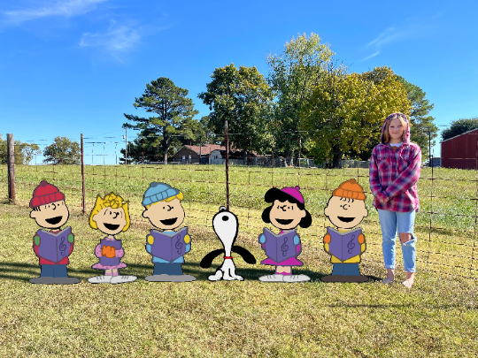 Cartoon Dog and Carolers. Durable Yard Decorations for Christmas! Custom Designs available too!