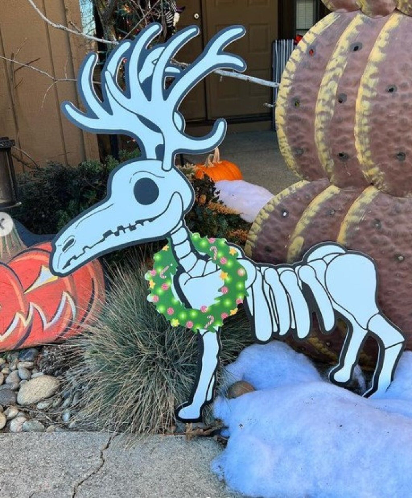 Skeleton Reindeer, Oogie and Wreath