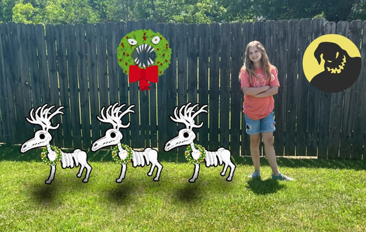 Skeleton Reindeer, Oogie and Wreath