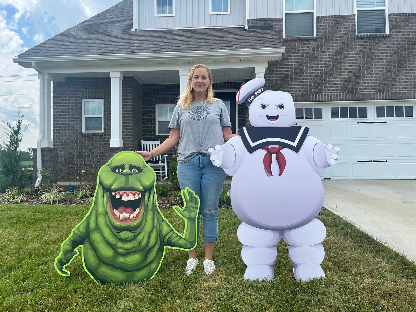 Ghostbusters Stay Puft Man and Slimer cutouts