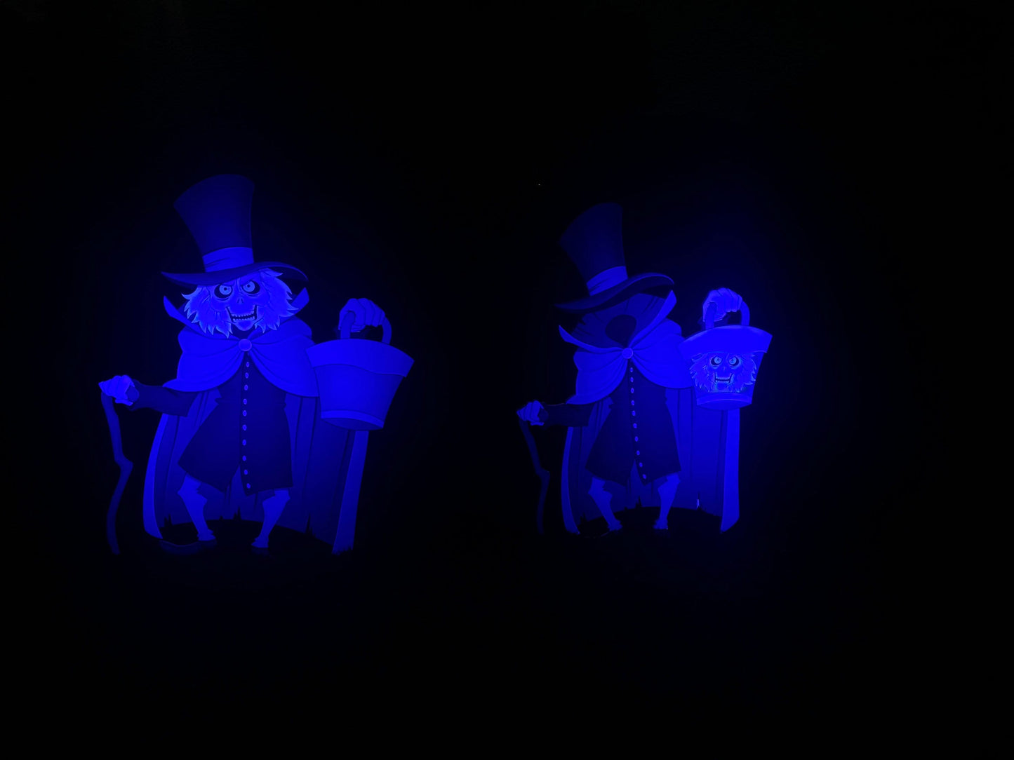 Haunted Mansion ghost bride and Hatbox Ghost Yard display cutouts