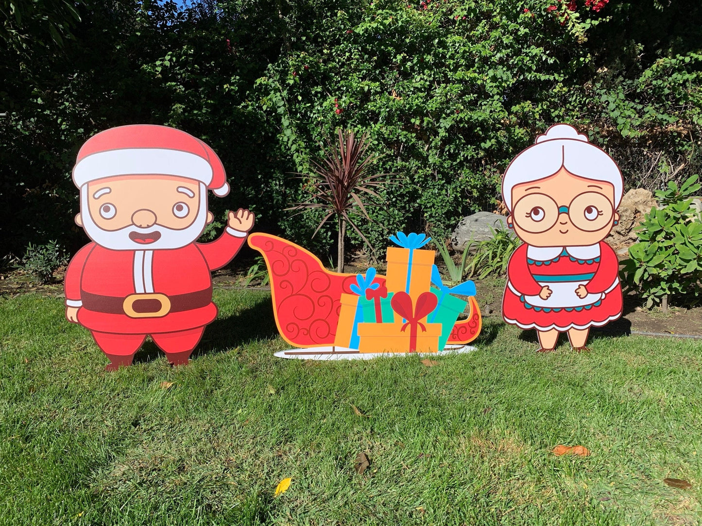 Large Santa Claus Cutout Set Lawn Decoration