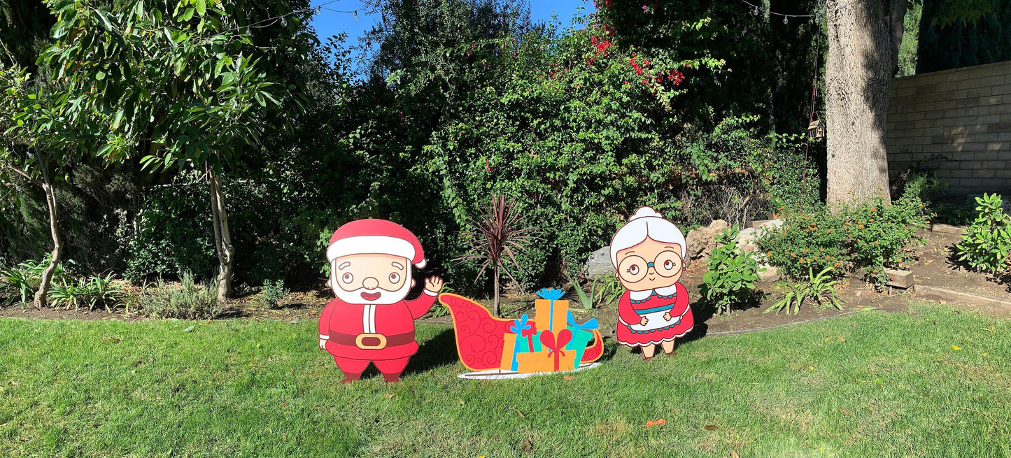 Large Santa Claus Cutout Set Lawn Decoration