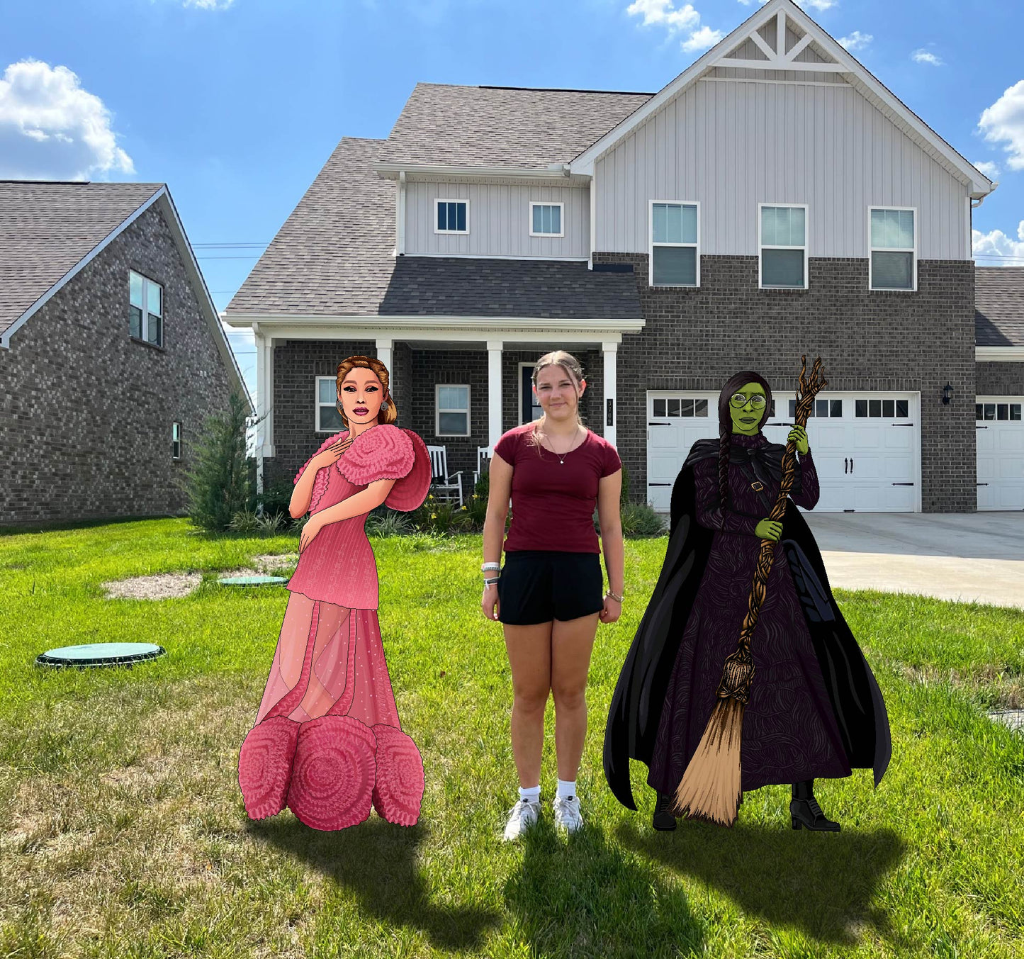 Emerald City Besties Elphaba & Glinda Life-Size Halloween Yard Cutouts 62" tall Rigid PVC