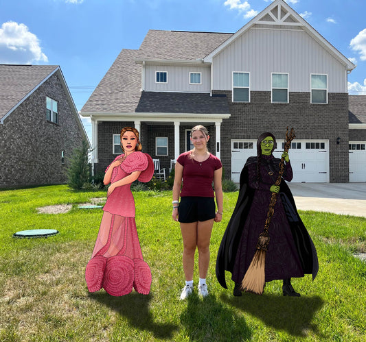 Emerald City Besties Elphaba & Glinda Life-Size Halloween Yard Cutouts 62" tall Rigid PVC